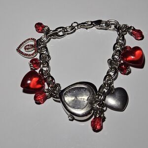 **Last Chance!! Final Sale** Heart Watch Silver Tone Red Bead Needs New Battery